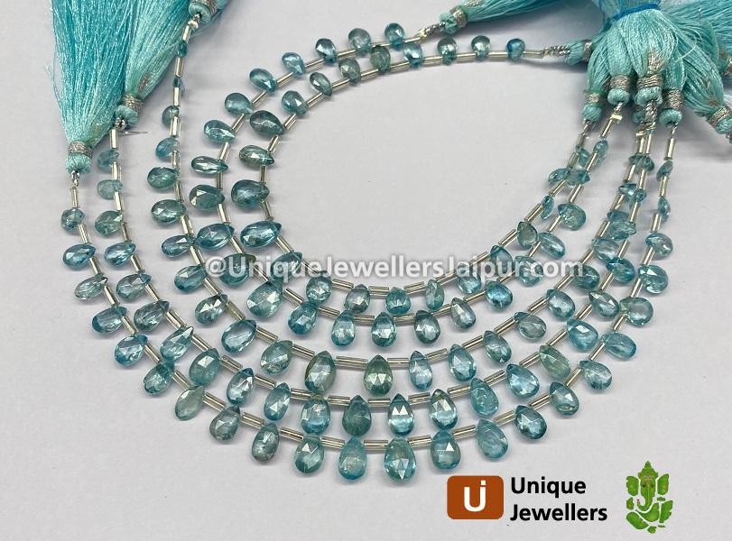 Blue Zircon Faceted Pear Beads